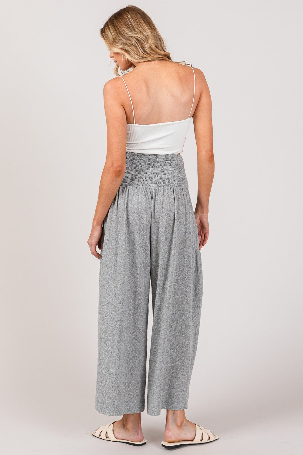 SAGE + FIG Drawstring Smocked High Waist Pants