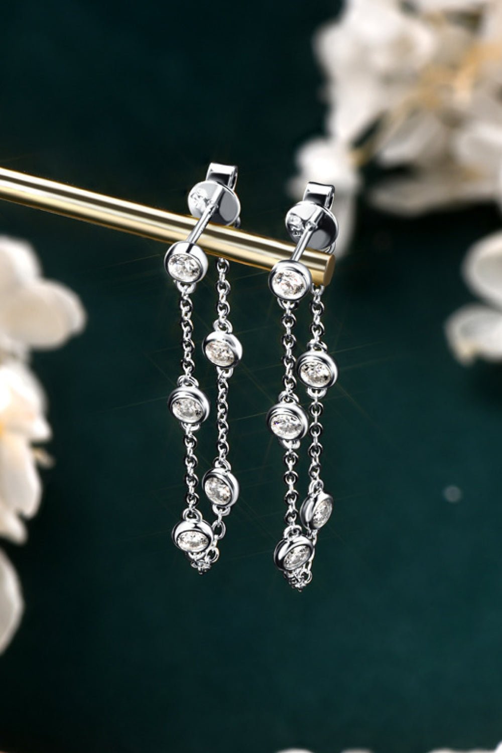 1 Carat Moissanite 925 Sterling Silver Chain Earrings - Runway Regalia