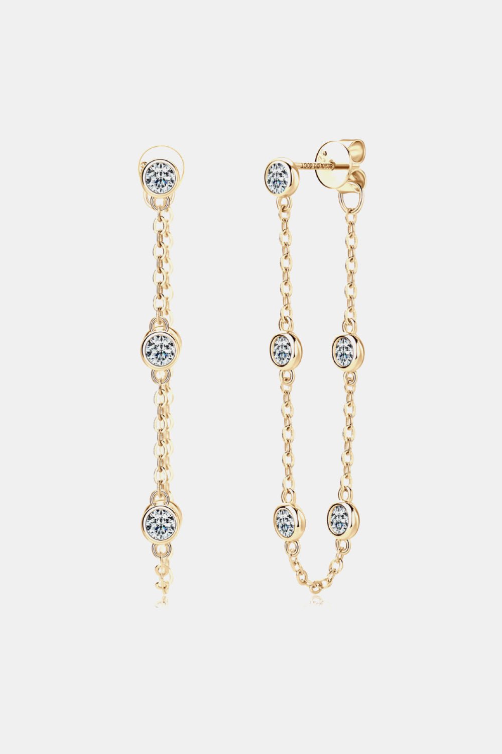 1 Carat Moissanite 925 Sterling Silver Chain Earrings - Runway Regalia