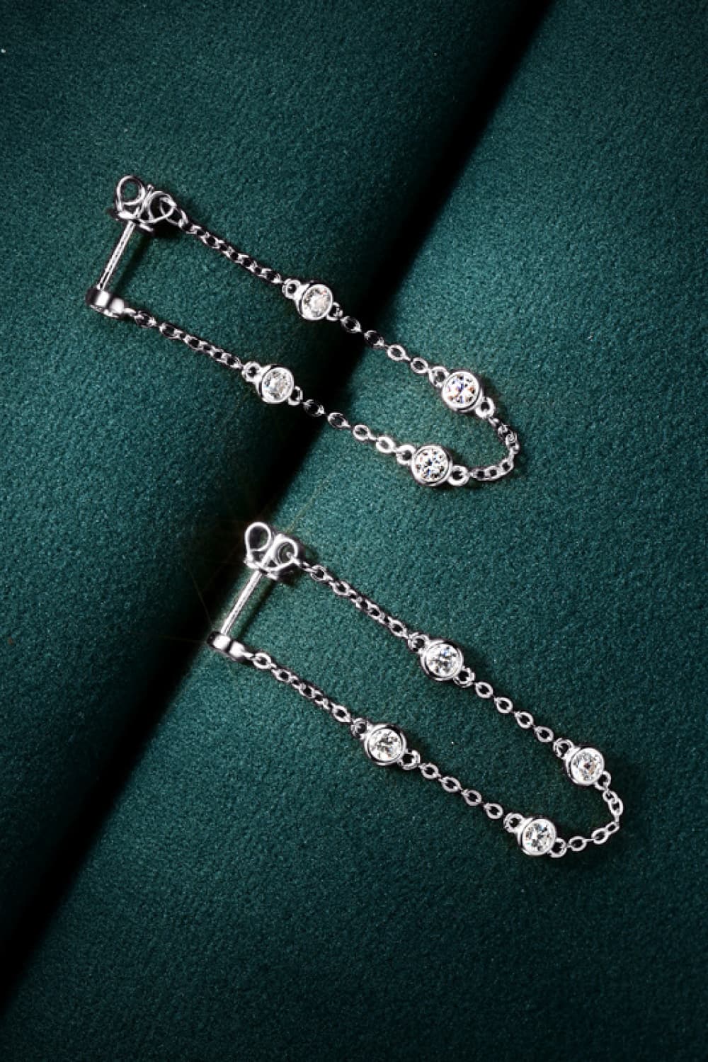 1 Carat Moissanite 925 Sterling Silver Chain Earrings - Runway Regalia