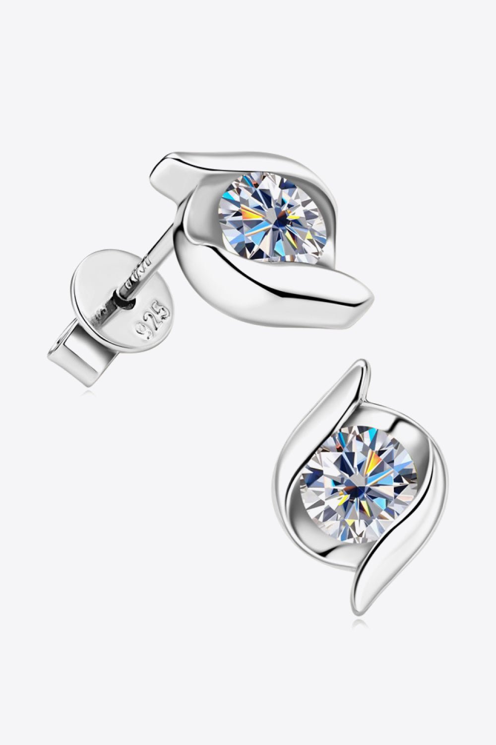 1 Carat Moissanite 925 Sterling Silver Stud Earrings - Runway Regalia