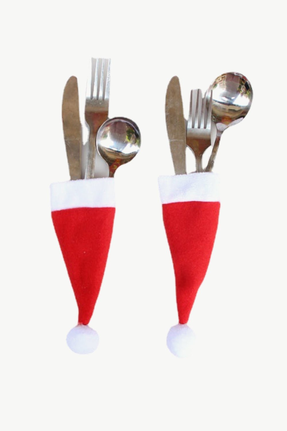 10 - Pack Christmas Hat Shaped Cutlery Covers - Runway Regalia