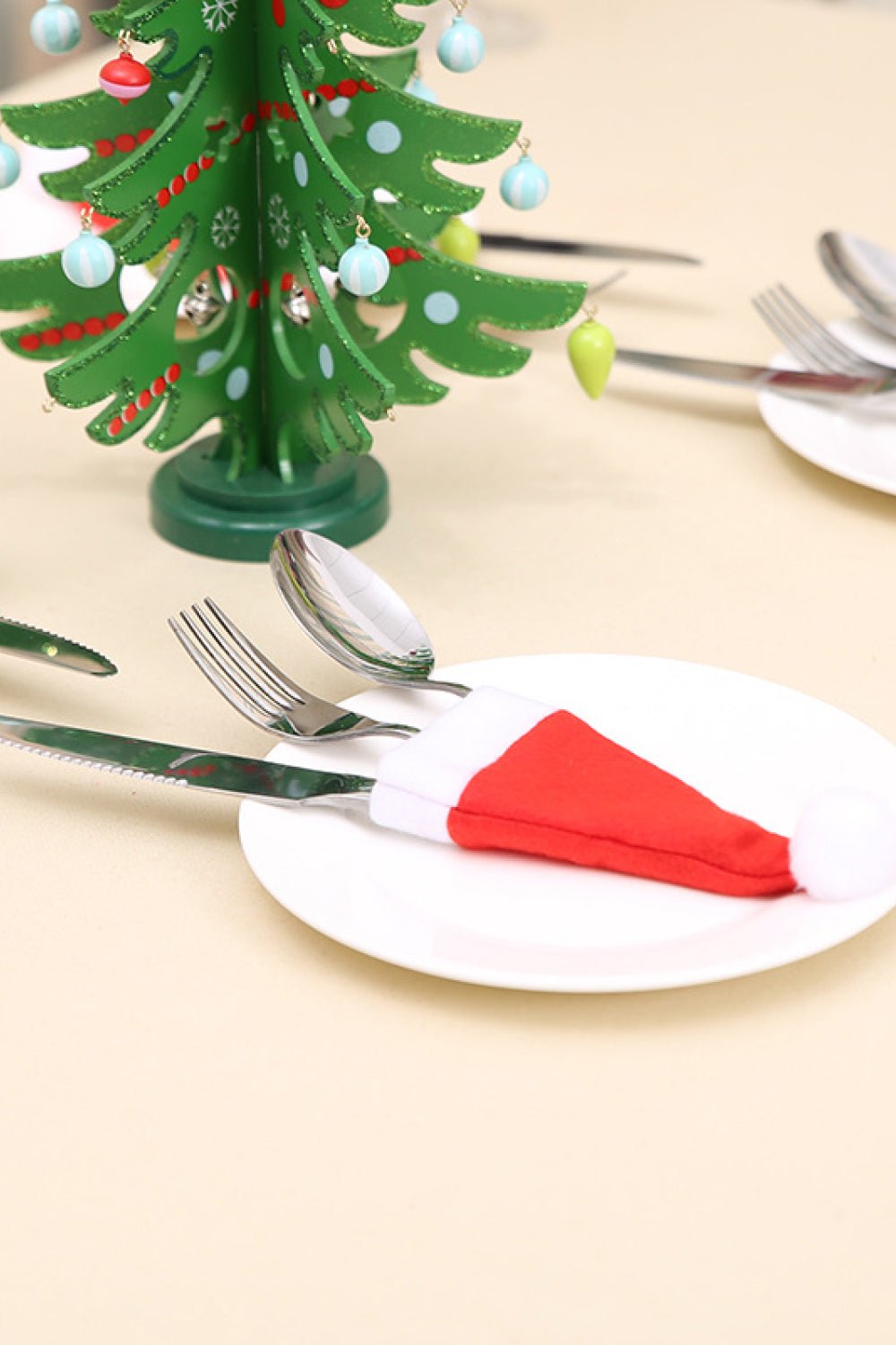 10 - Pack Christmas Hat Shaped Cutlery Covers - Runway Regalia