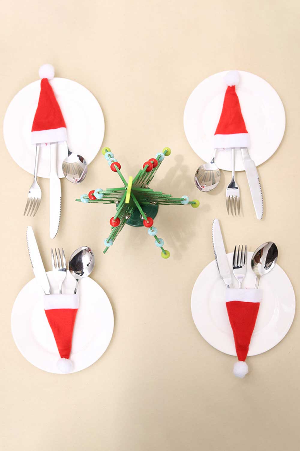 10 - Pack Christmas Hat Shaped Cutlery Covers - Runway Regalia