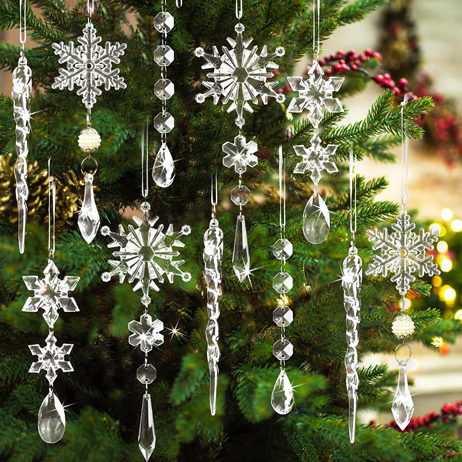 10 - Piece Acrylic Icicle Ornaments - Runway Regalia