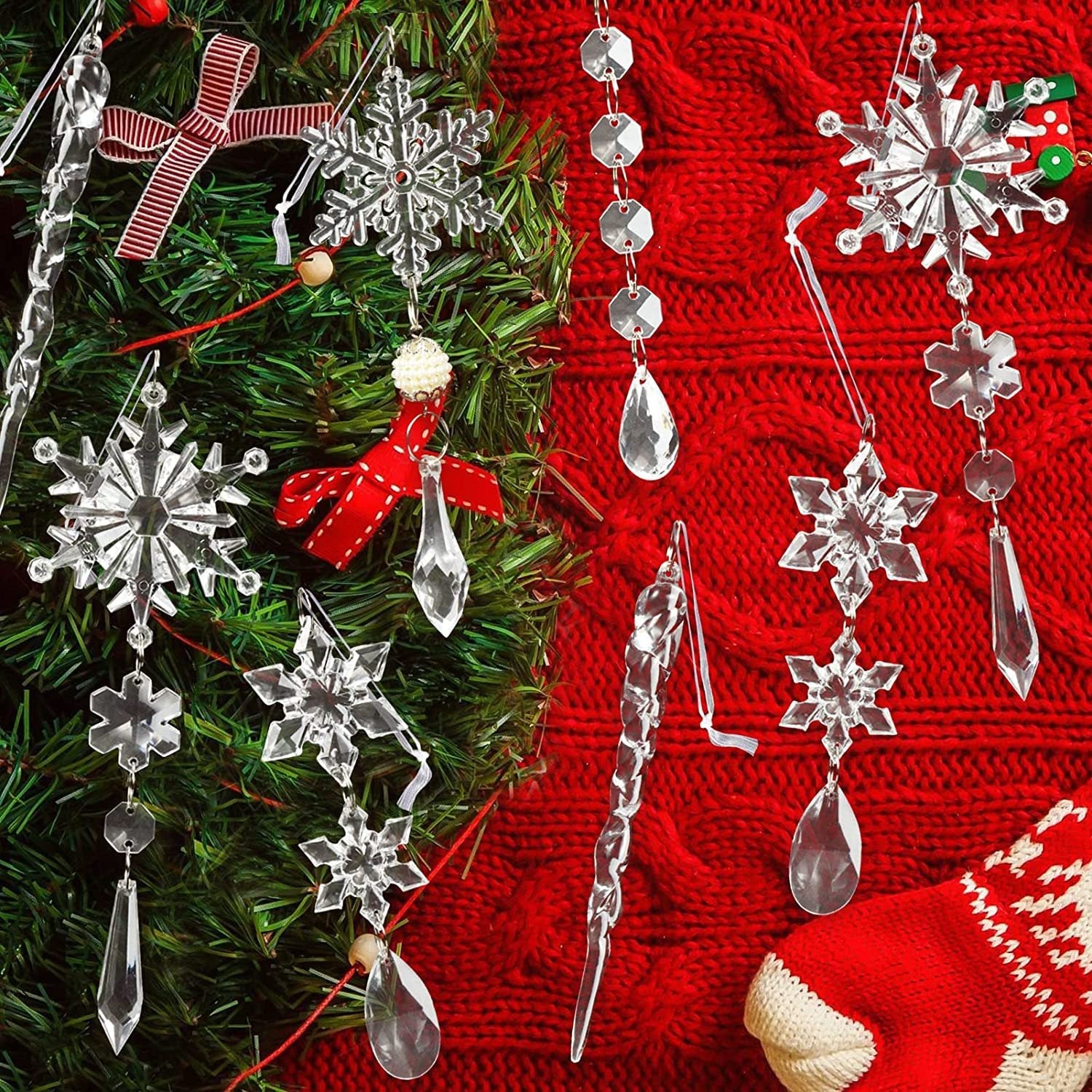 10 - Piece Acrylic Icicle Ornaments - Runway Regalia