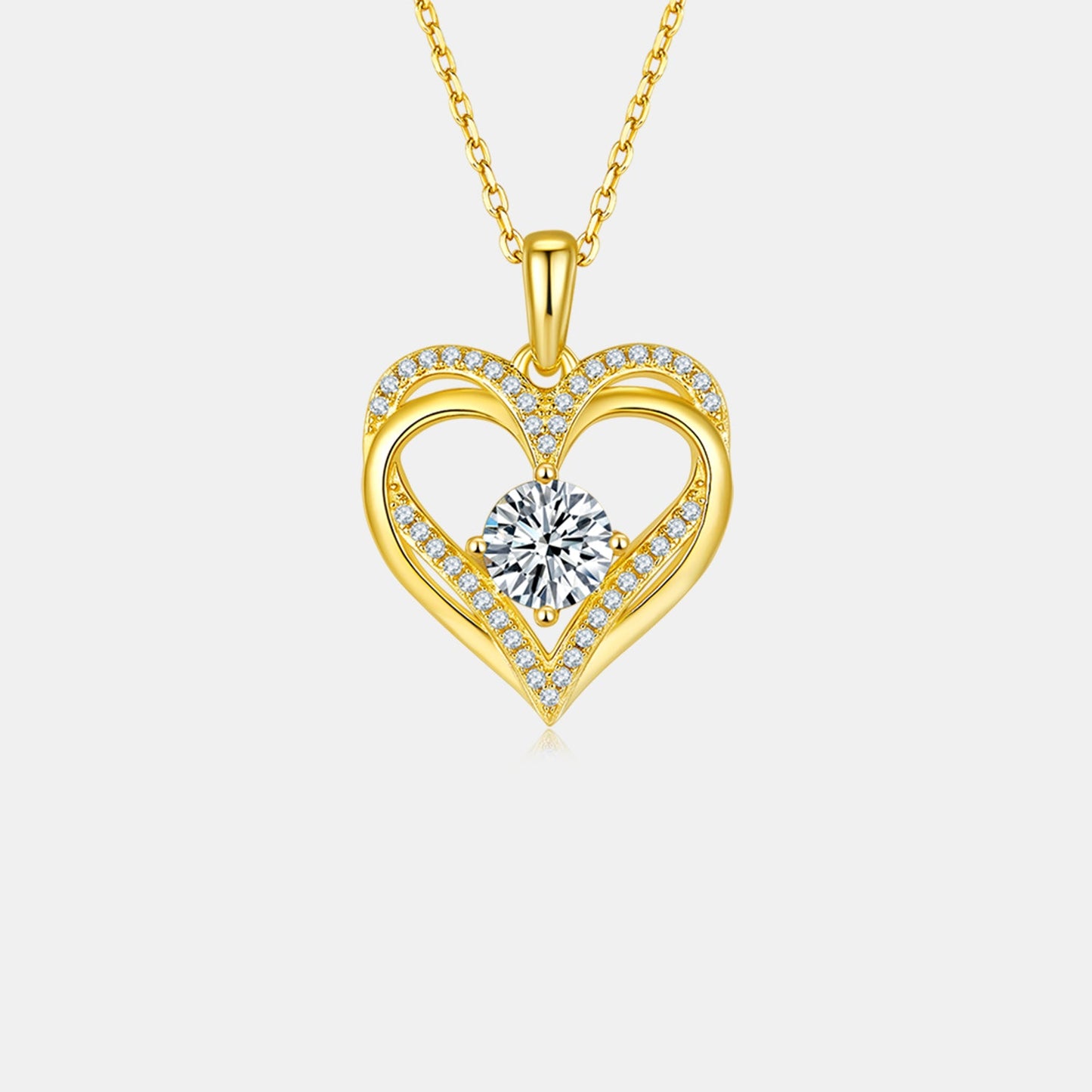 1.2 Carat Moissanite 925 Sterling Silver Heart Necklace - Runway Regalia