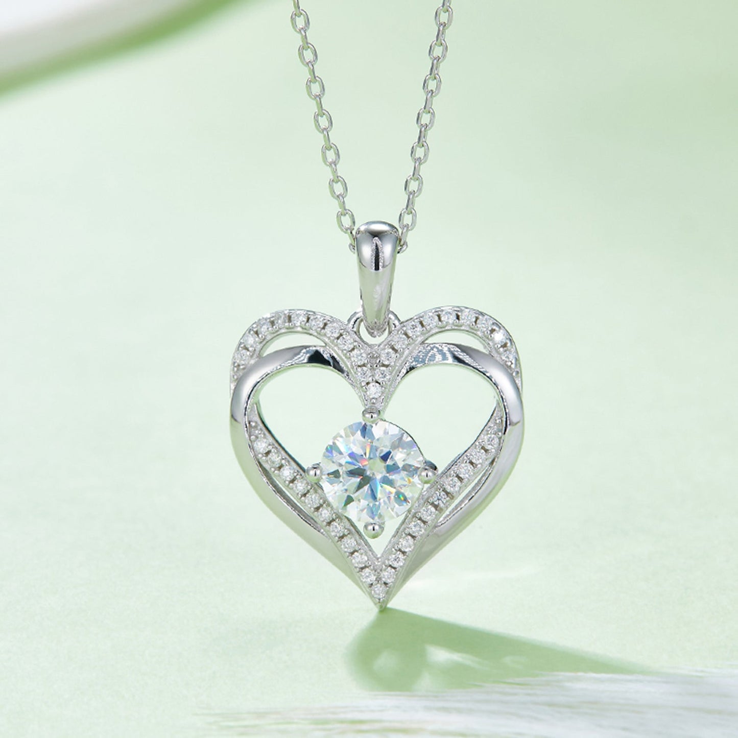 1.2 Carat Moissanite 925 Sterling Silver Heart Necklace - Runway Regalia