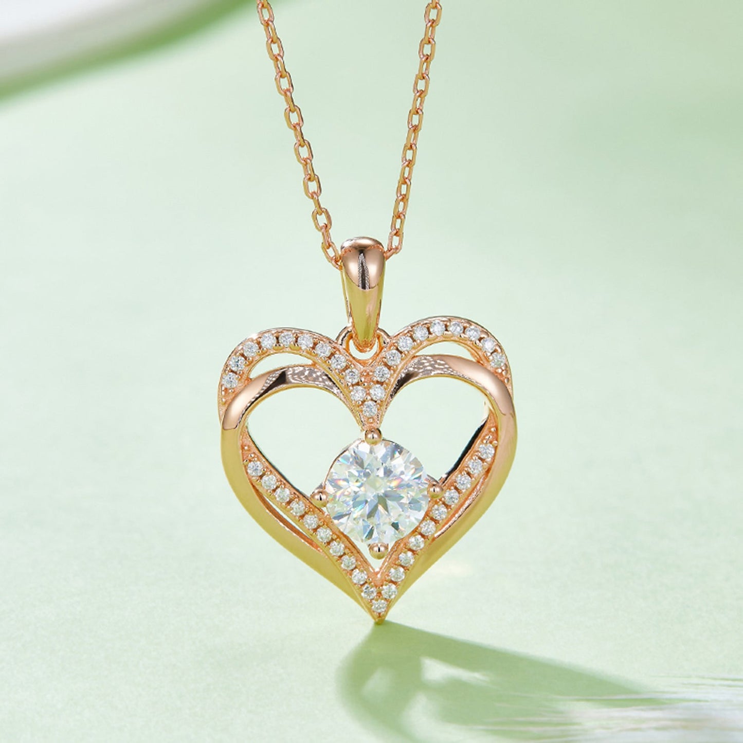 1.2 Carat Moissanite 925 Sterling Silver Heart Necklace - Runway Regalia