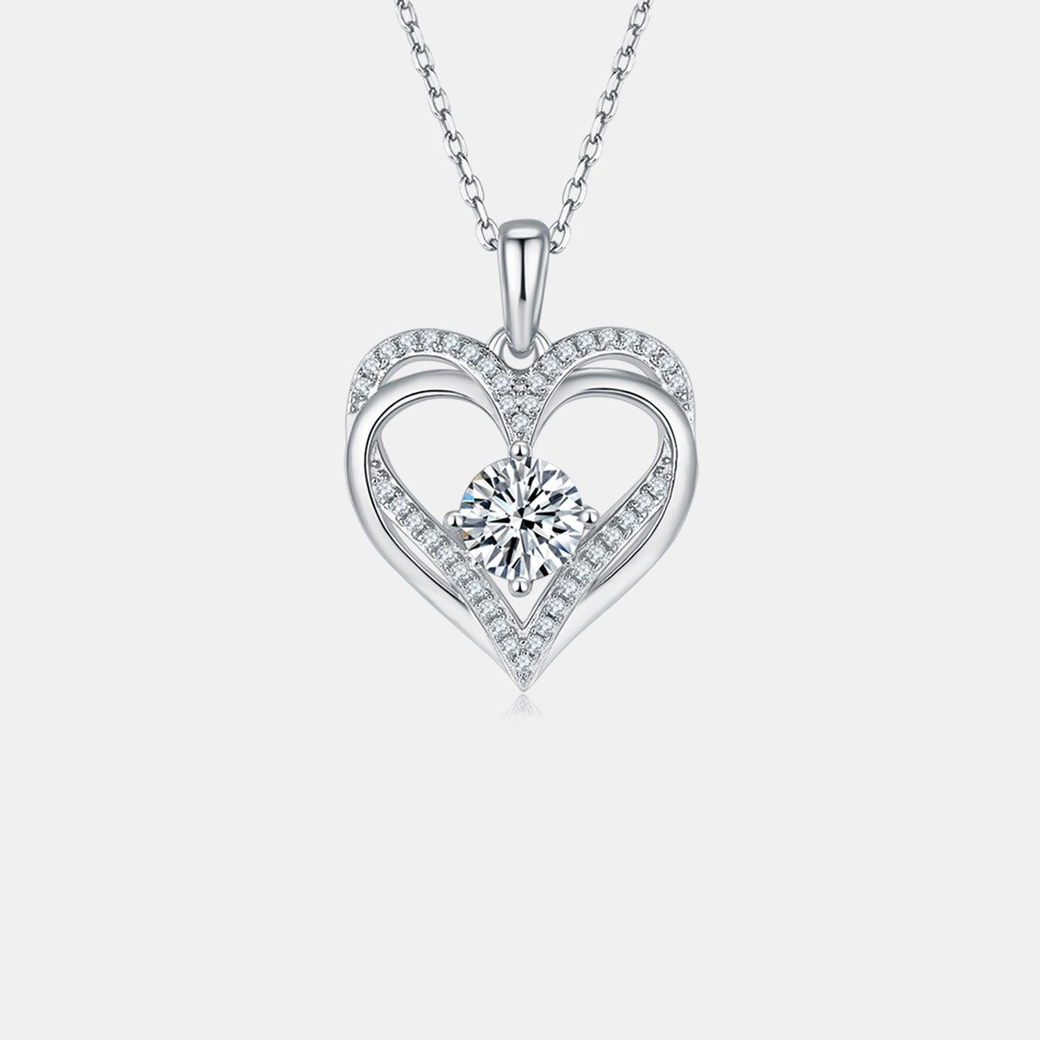 1.2 Carat Moissanite 925 Sterling Silver Heart Necklace - Runway Regalia