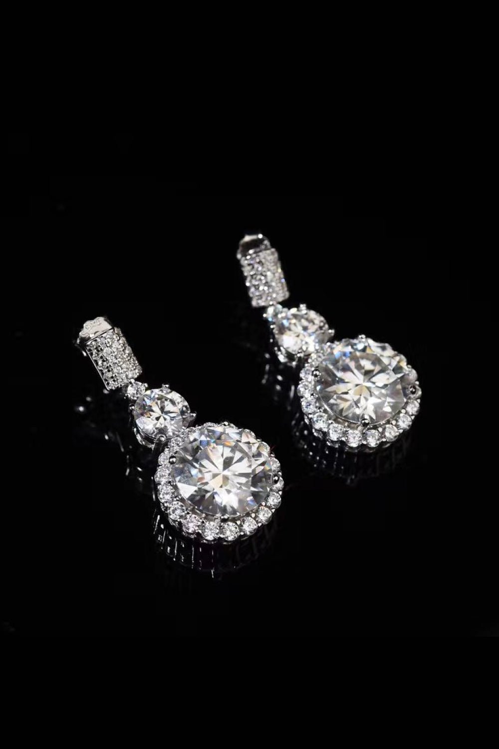 12 Carat Moissanite Platinum - Plated Drop Earrings - Runway Regalia