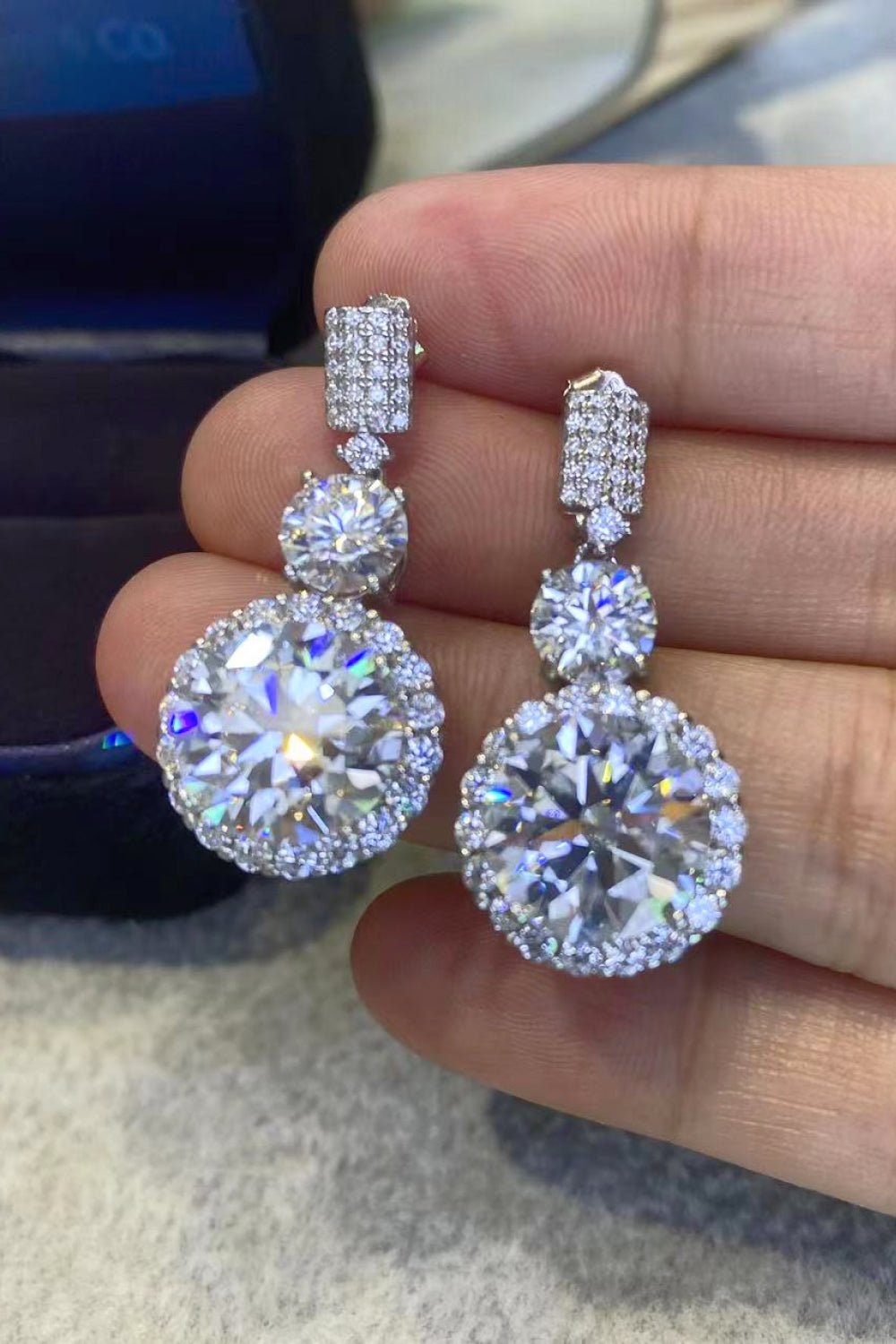 12 Carat Moissanite Platinum - Plated Drop Earrings - Runway Regalia