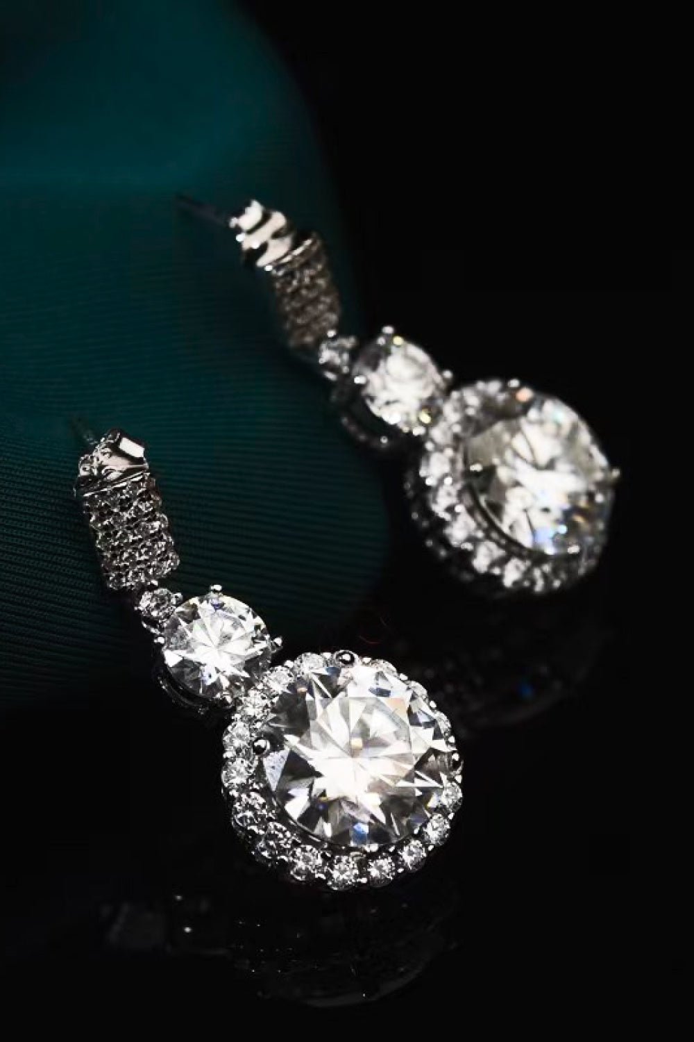 12 Carat Moissanite Platinum - Plated Drop Earrings - Runway Regalia