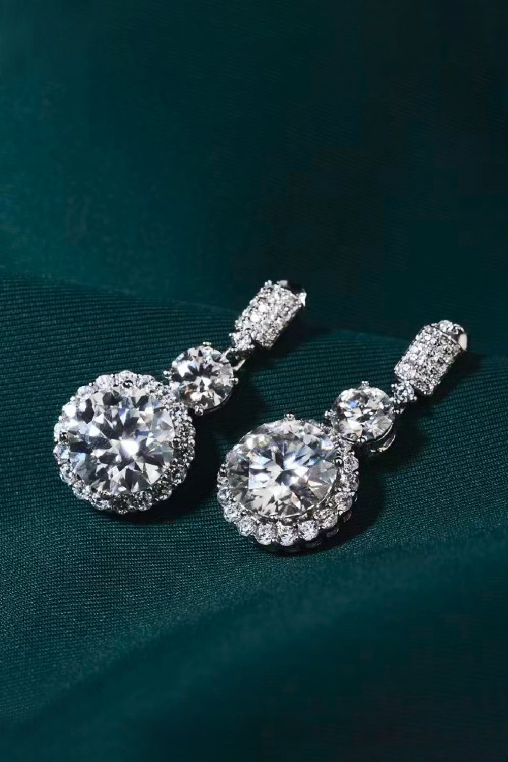 12 Carat Moissanite Platinum - Plated Drop Earrings - Runway Regalia