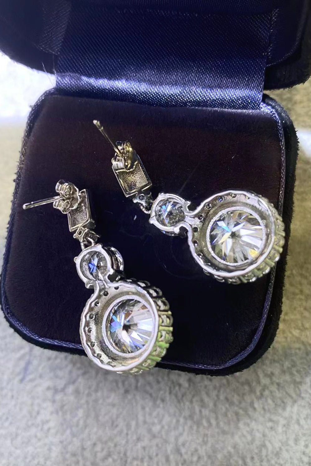 12 Carat Moissanite Platinum - Plated Drop Earrings - Runway Regalia