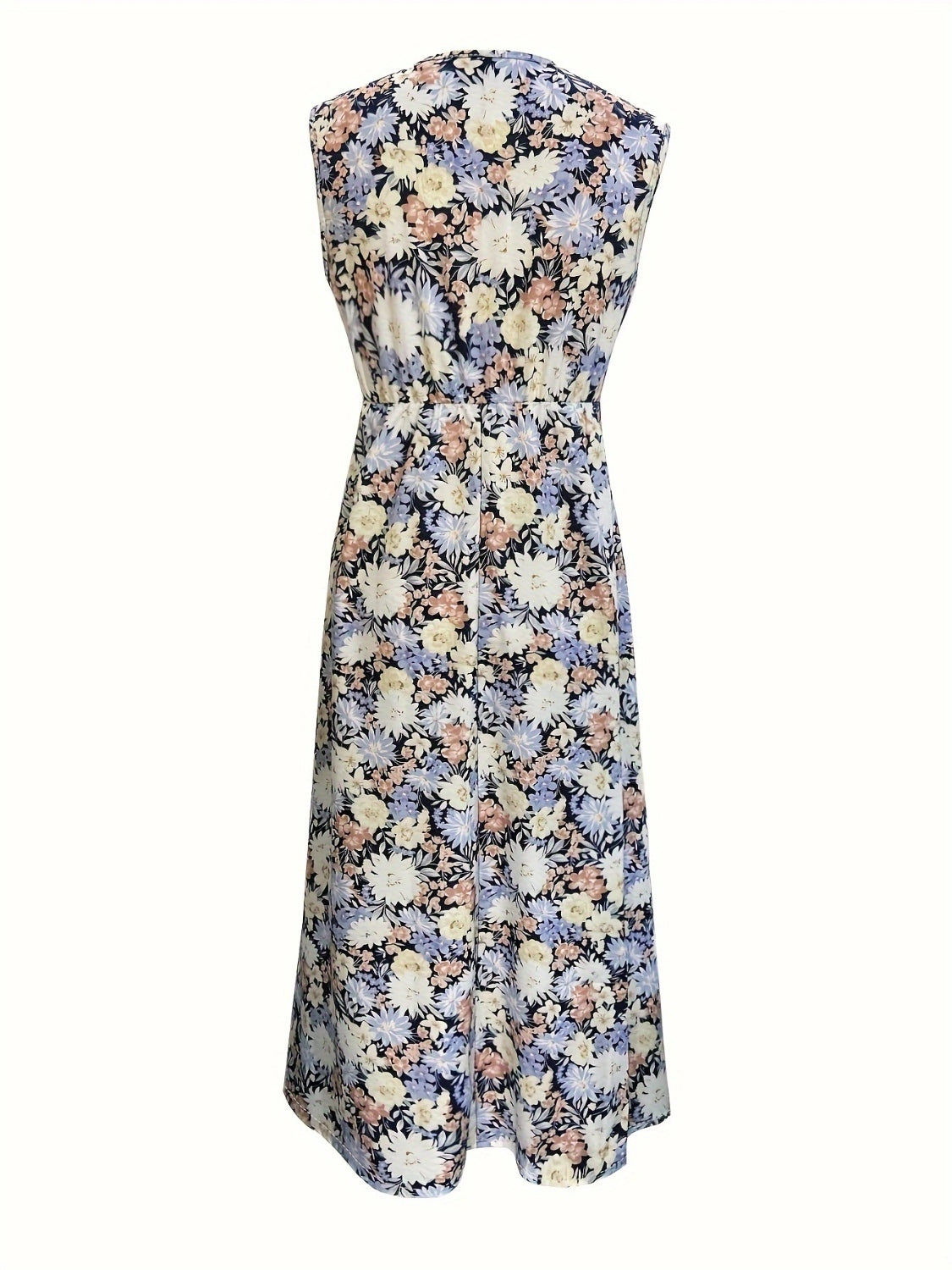 Vestido midi sin mangas con estampado floral