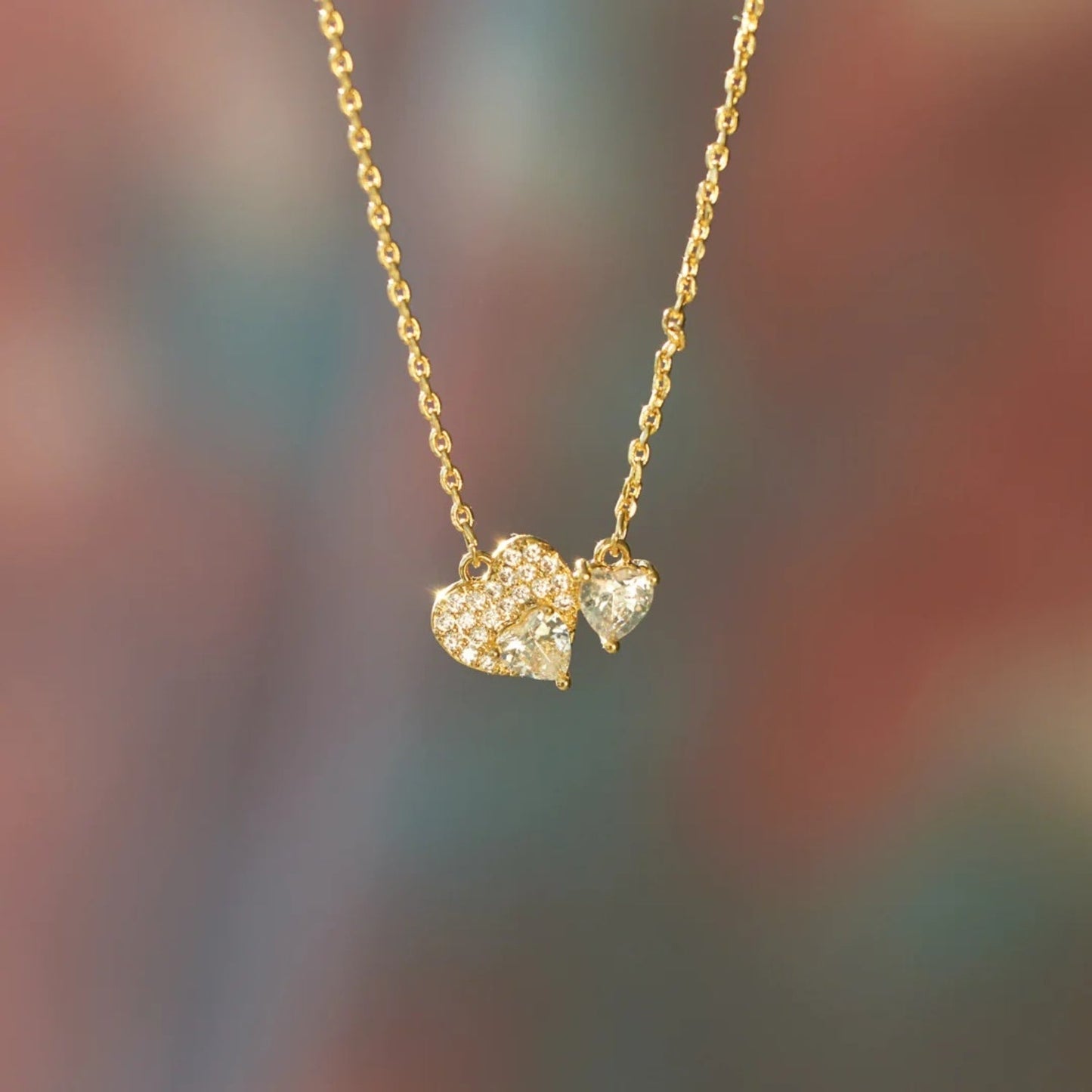 18K Gold - Plated 925 Sterling Silver Zircon Heart Necklace - Runway Regalia