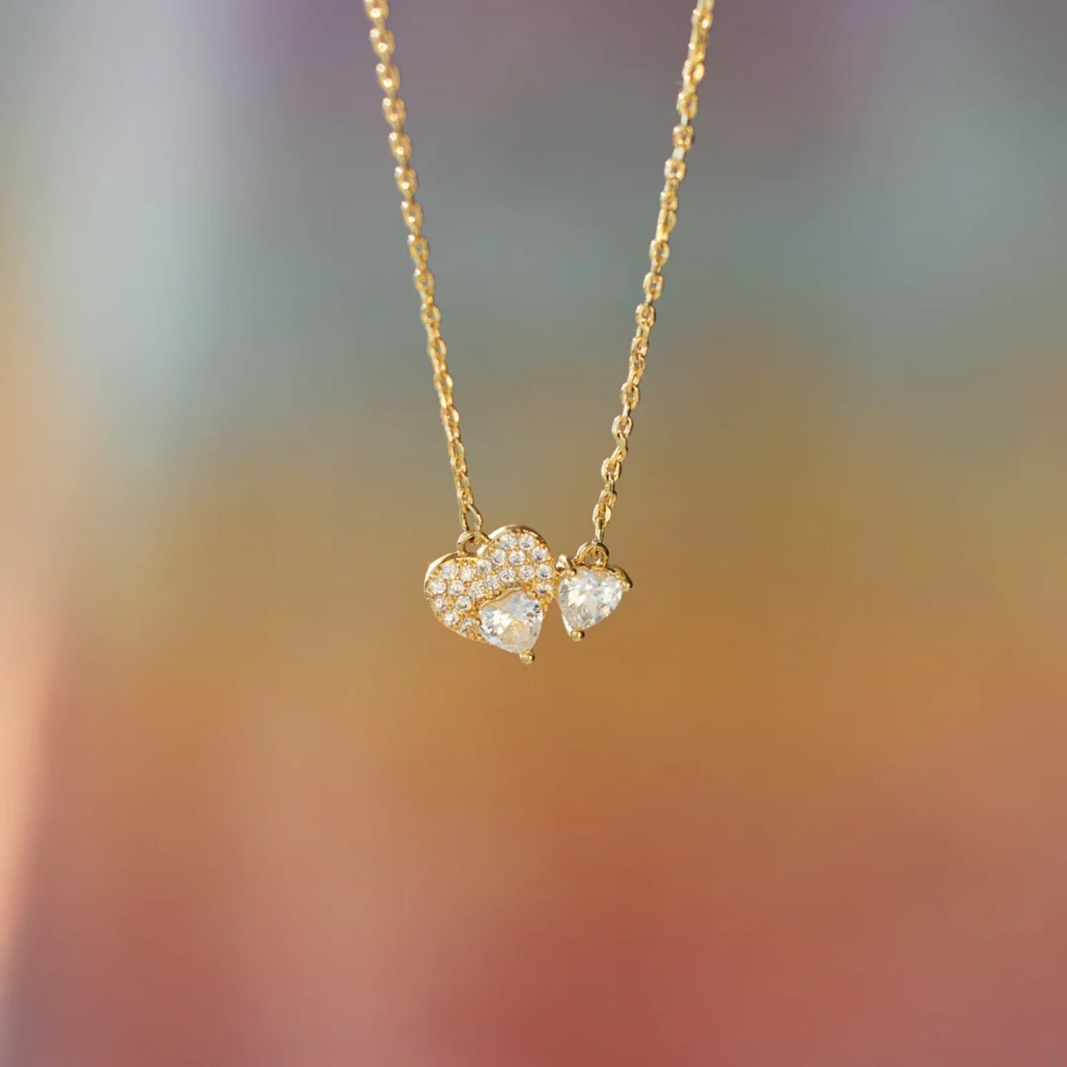 18K Gold - Plated 925 Sterling Silver Zircon Heart Necklace - Runway Regalia