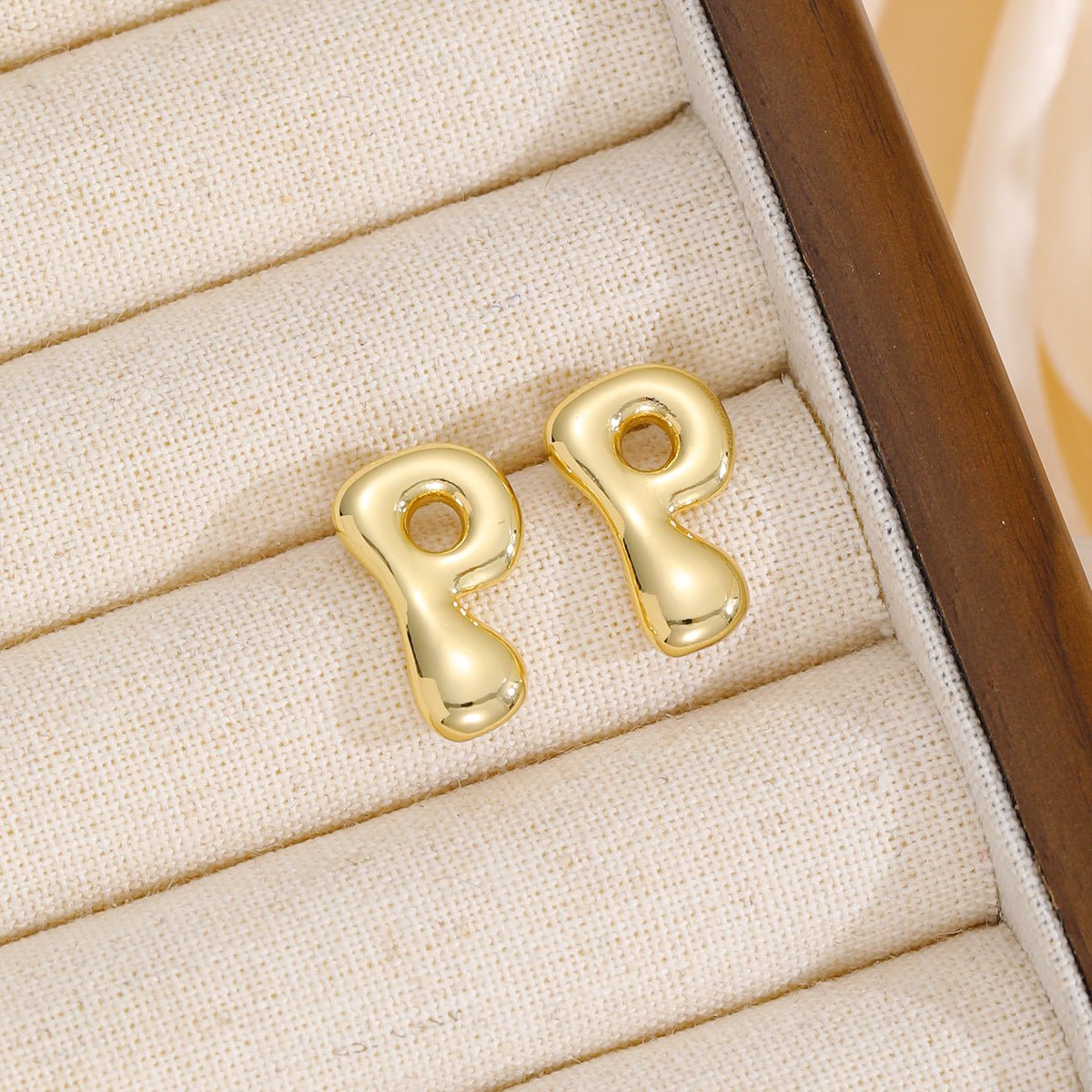 18K Gold - Plated Bubble Letter Stud Earrings - Runway Regalia