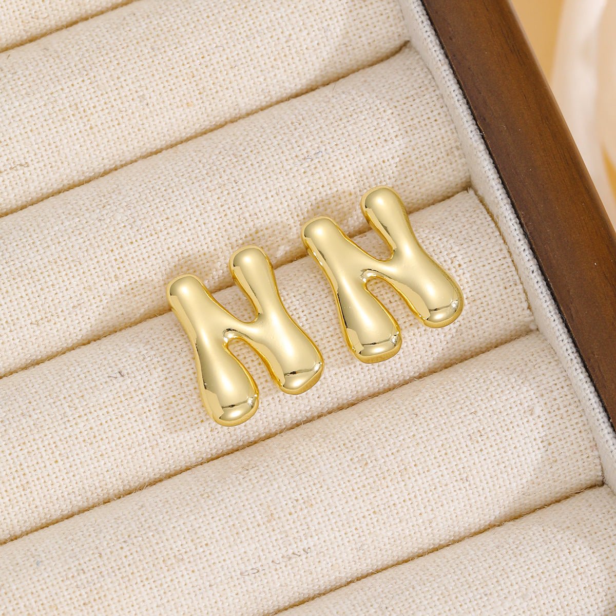 18K Gold - Plated Bubble Letter Stud Earrings - Runway Regalia