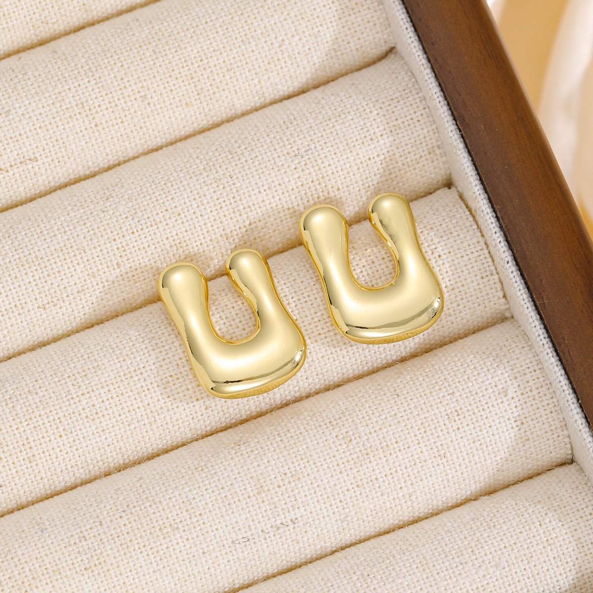 18K Gold - Plated Bubble Letter Stud Earrings - Runway Regalia