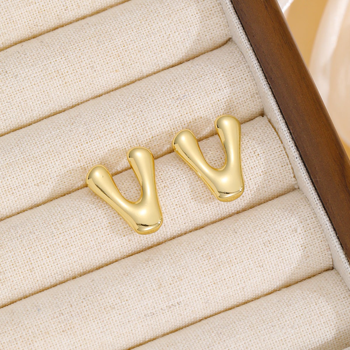 18K Gold - Plated Bubble Letter Stud Earrings - Runway Regalia