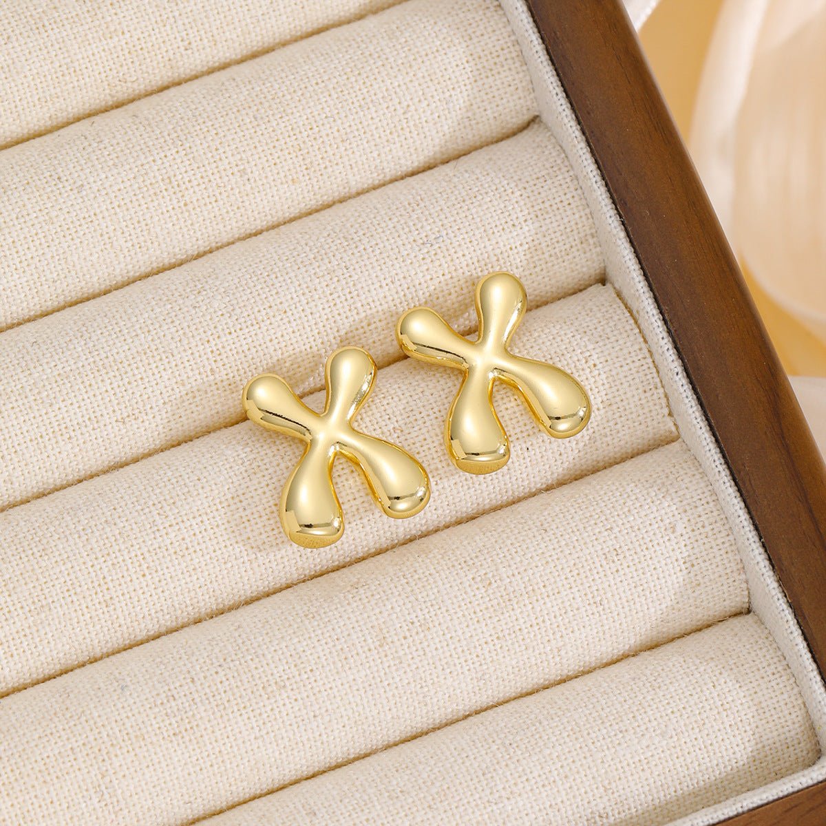 18K Gold - Plated Bubble Letter Stud Earrings - Runway Regalia