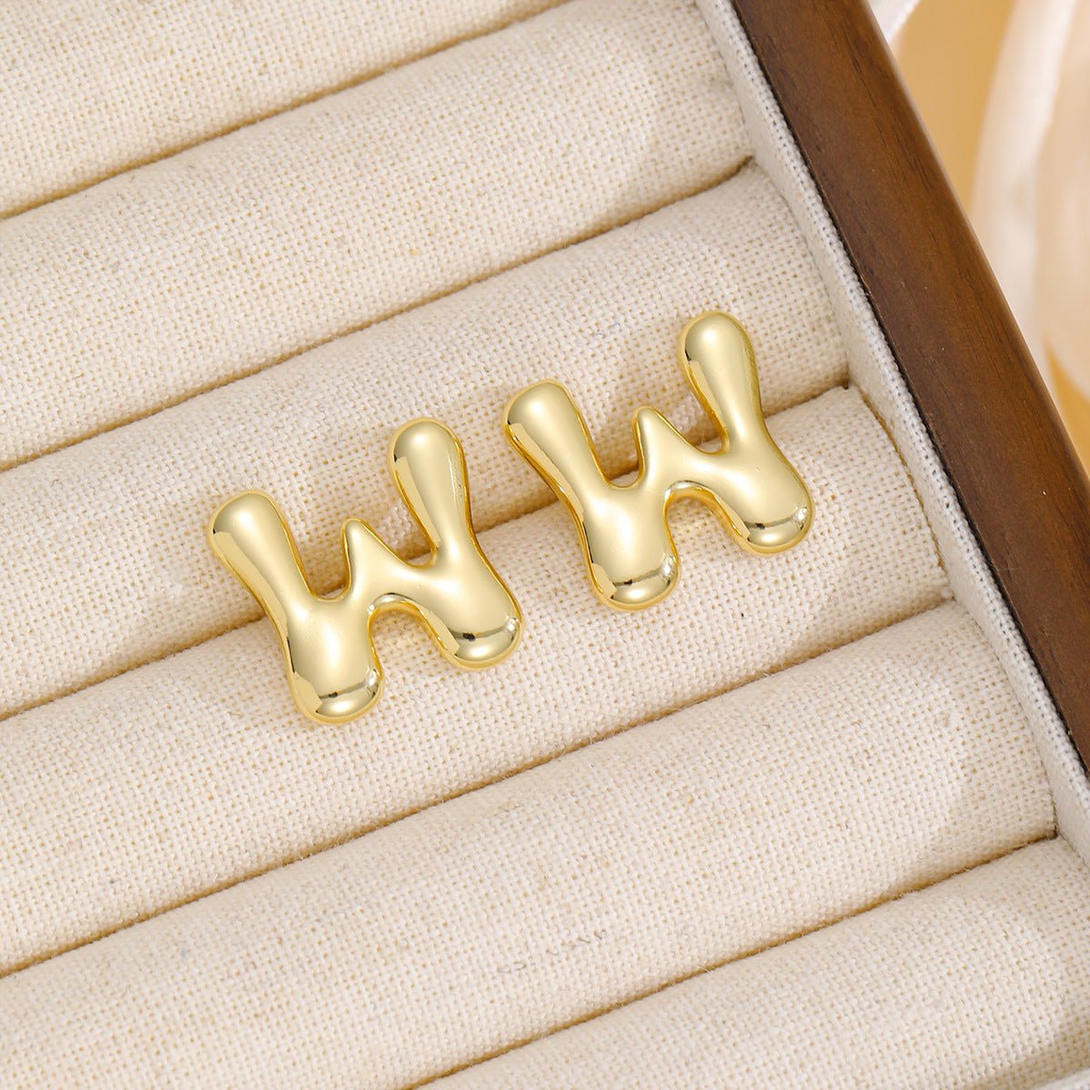 18K Gold - Plated Bubble Letter Stud Earrings - Runway Regalia