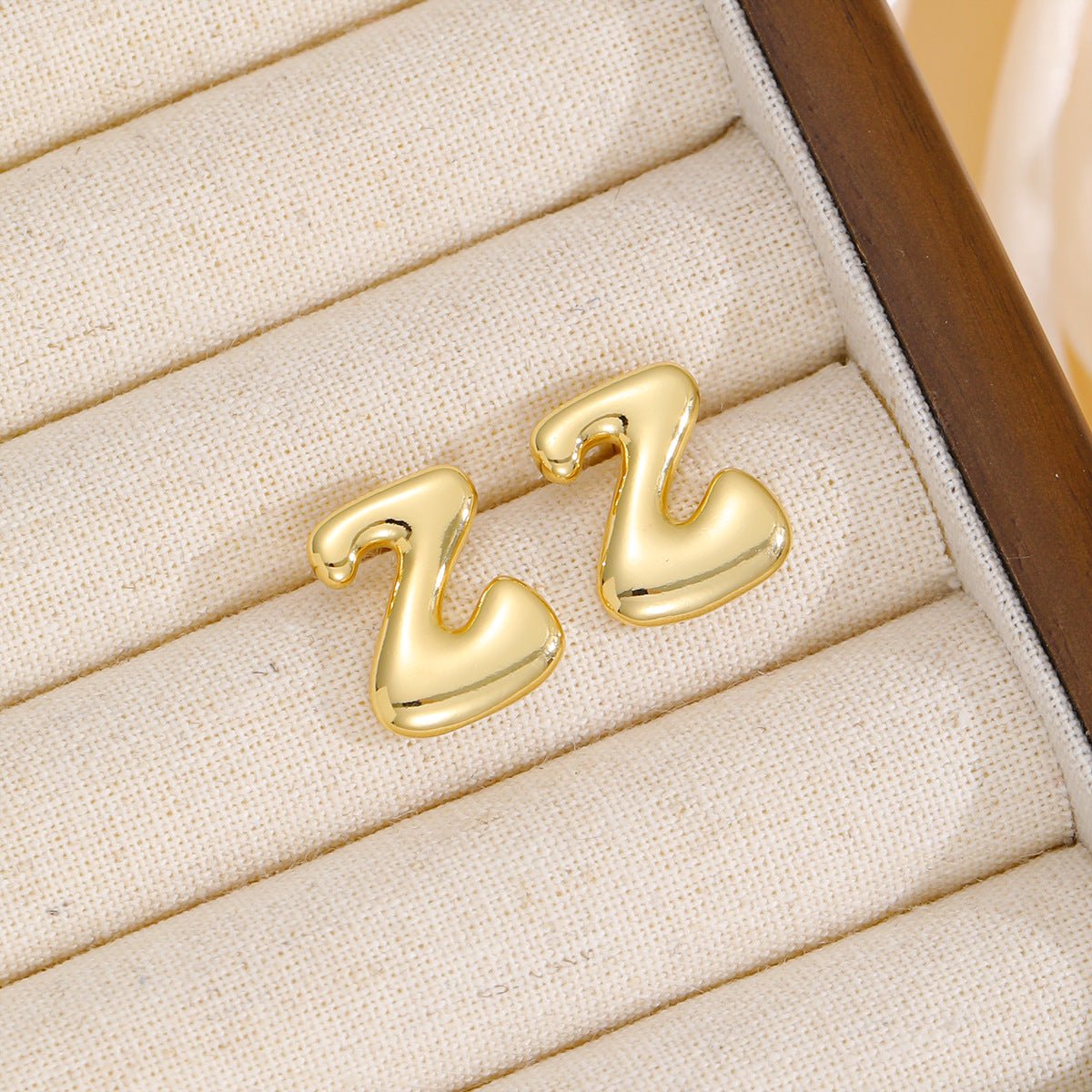 18K Gold - Plated Bubble Letter Stud Earrings - Runway Regalia