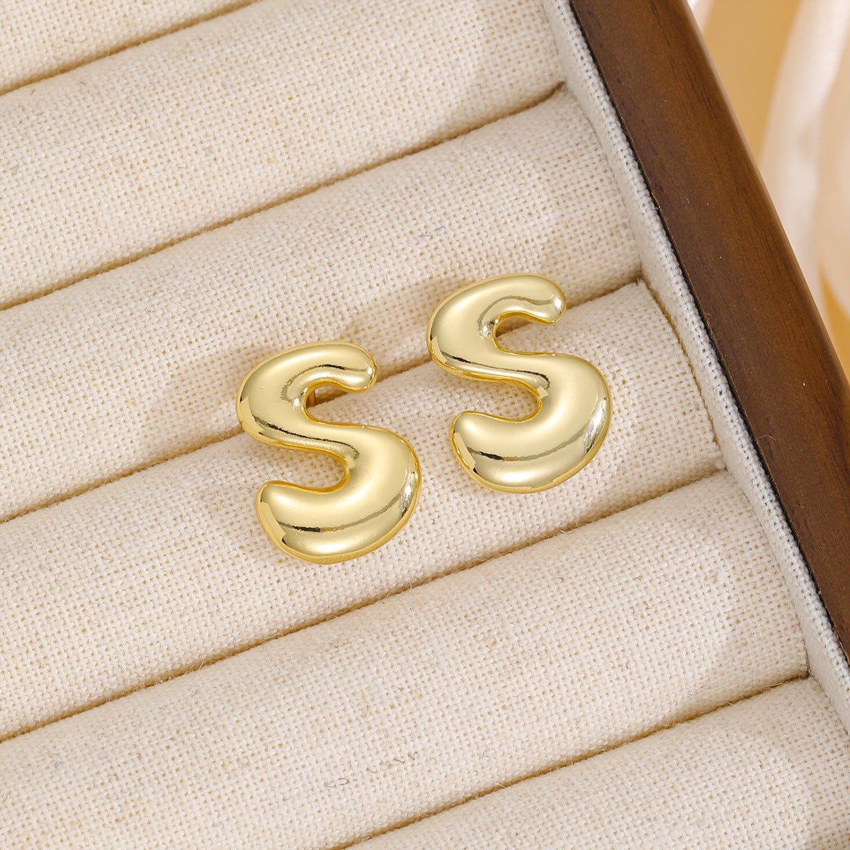 18K Gold - Plated Bubble Letter Stud Earrings - Runway Regalia