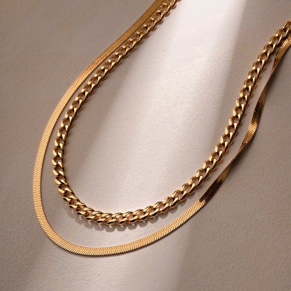 18K Gold - Plated Double Layered Necklace - Runway Regalia