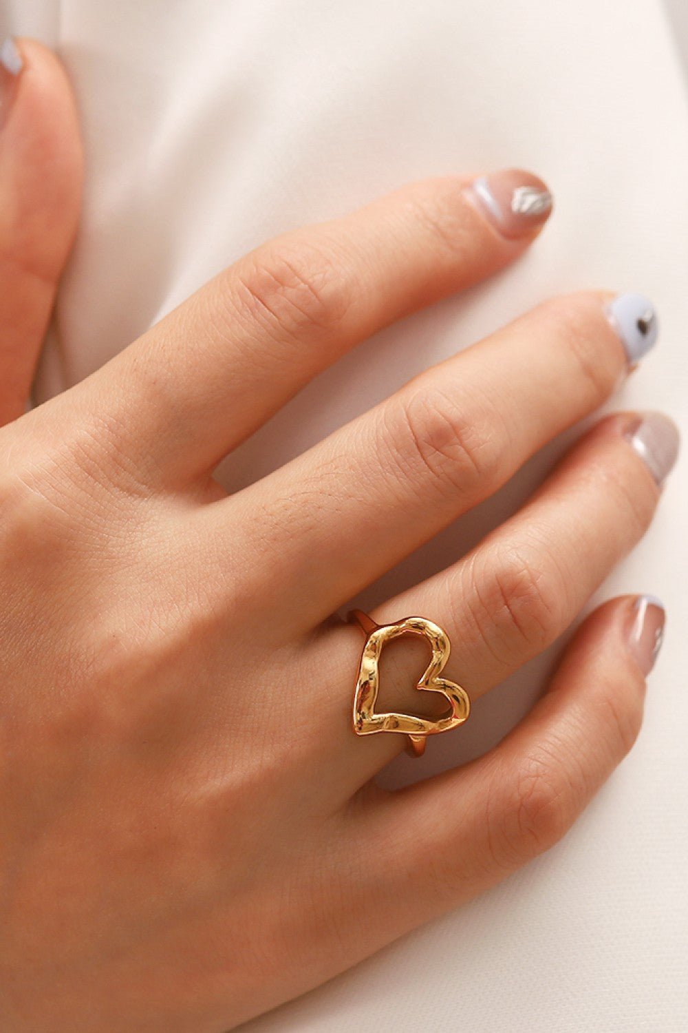 18K Gold Plated Heart - Shaped Ring - Runway Regalia