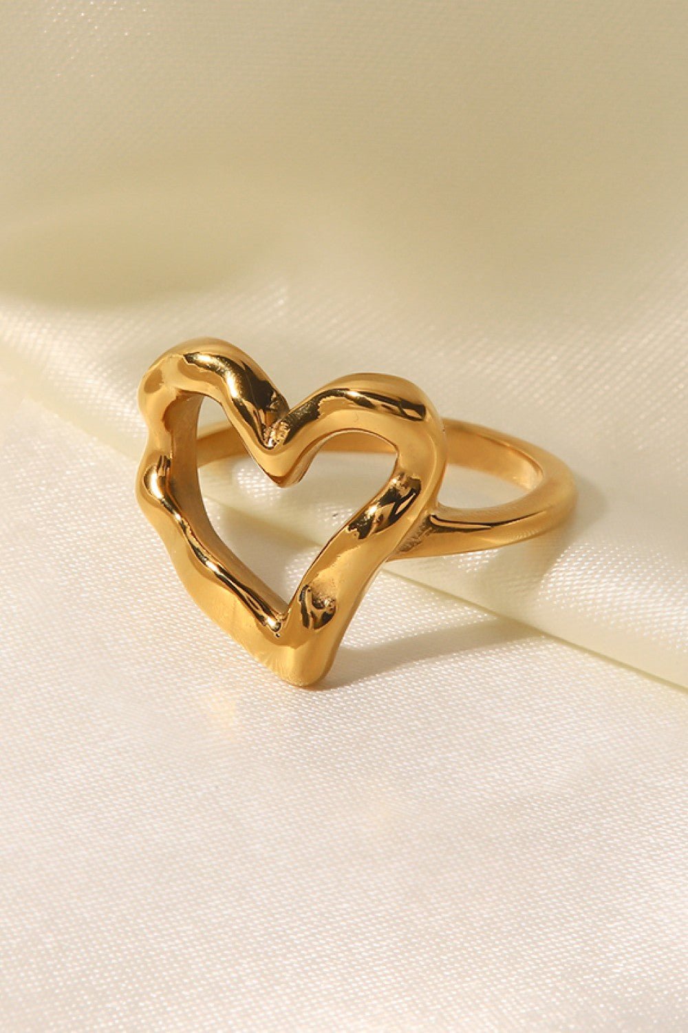 18K Gold Plated Heart - Shaped Ring - Runway Regalia