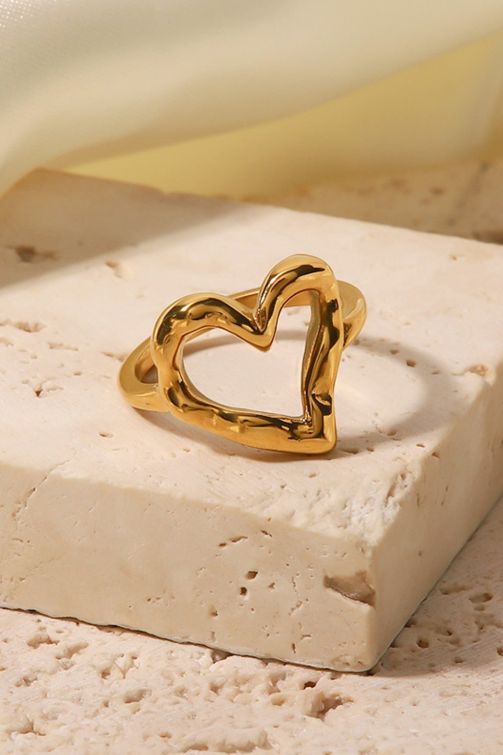 18K Gold Plated Heart - Shaped Ring - Runway Regalia