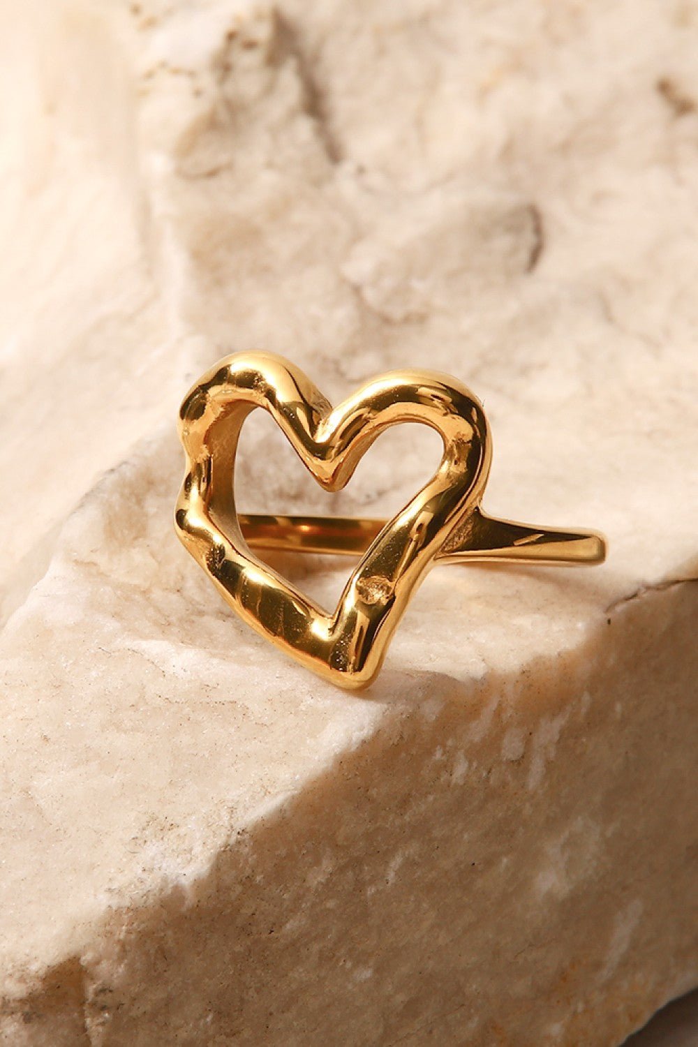 18K Gold Plated Heart - Shaped Ring - Runway Regalia