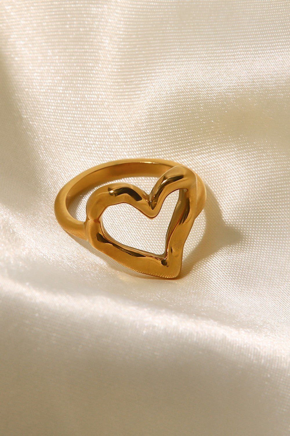 18K Gold Plated Heart - Shaped Ring - Runway Regalia