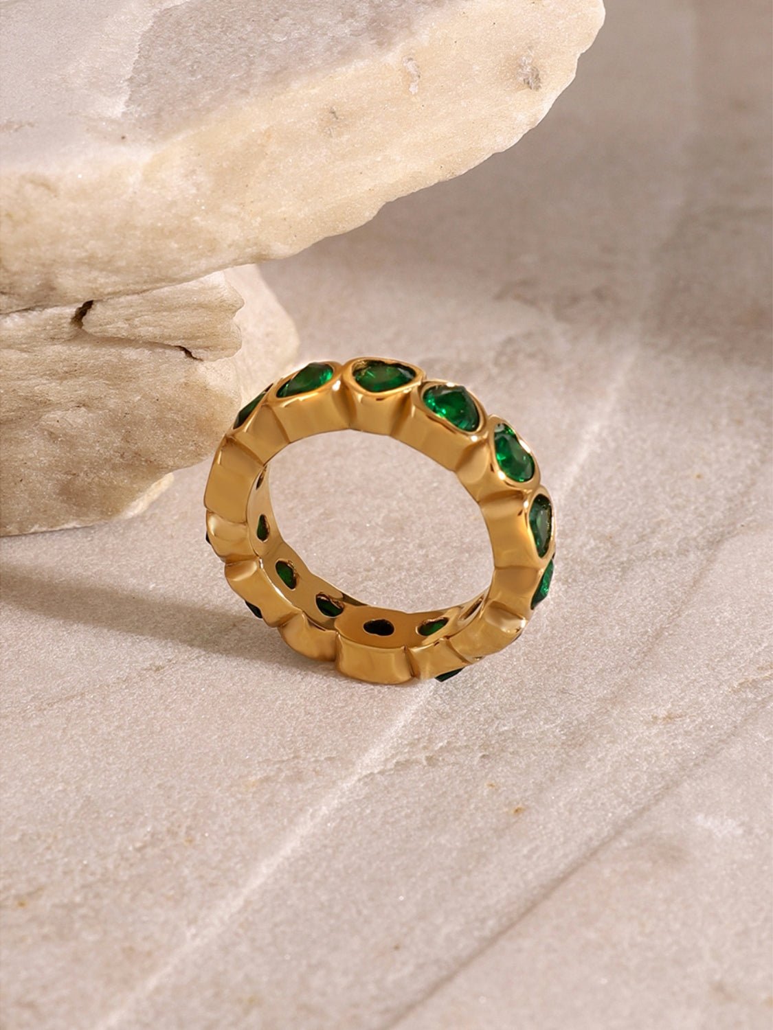 18K Gold - Plated Inlaid Zircon Ring - Runway Regalia