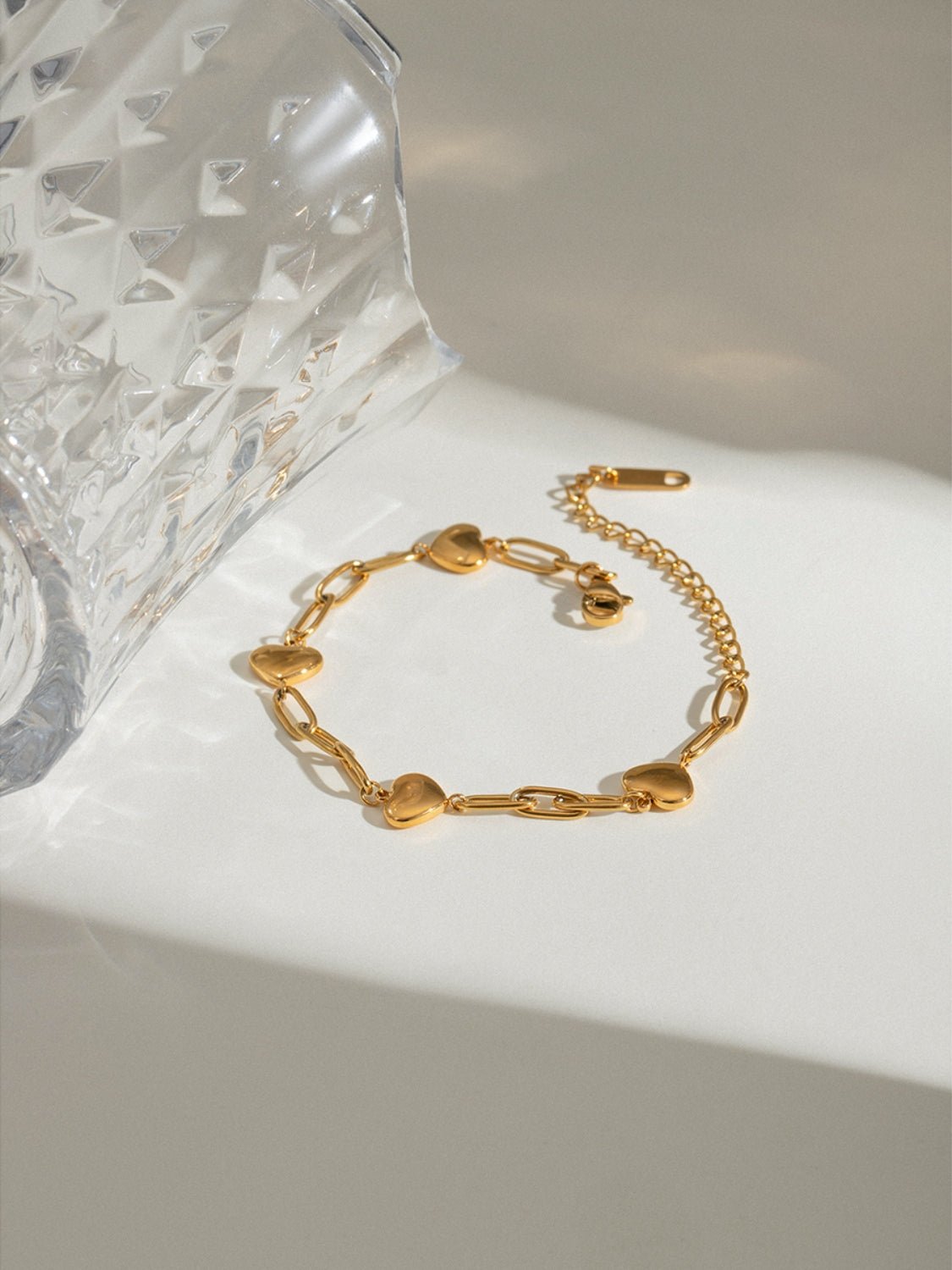 18K Gold - Plated Stainless Steel Heart Bracelet - Runway Regalia