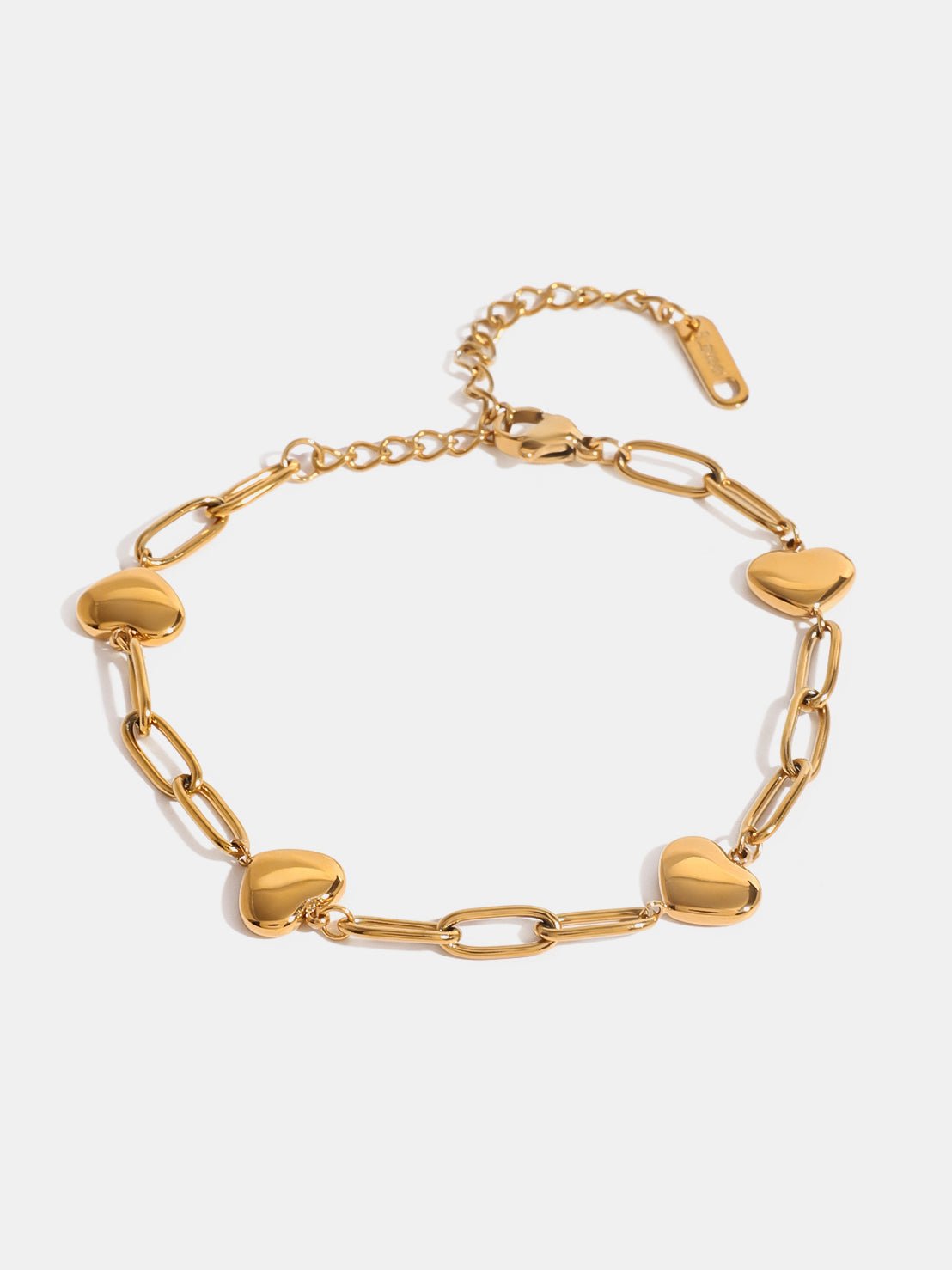 18K Gold - Plated Stainless Steel Heart Bracelet - Runway Regalia