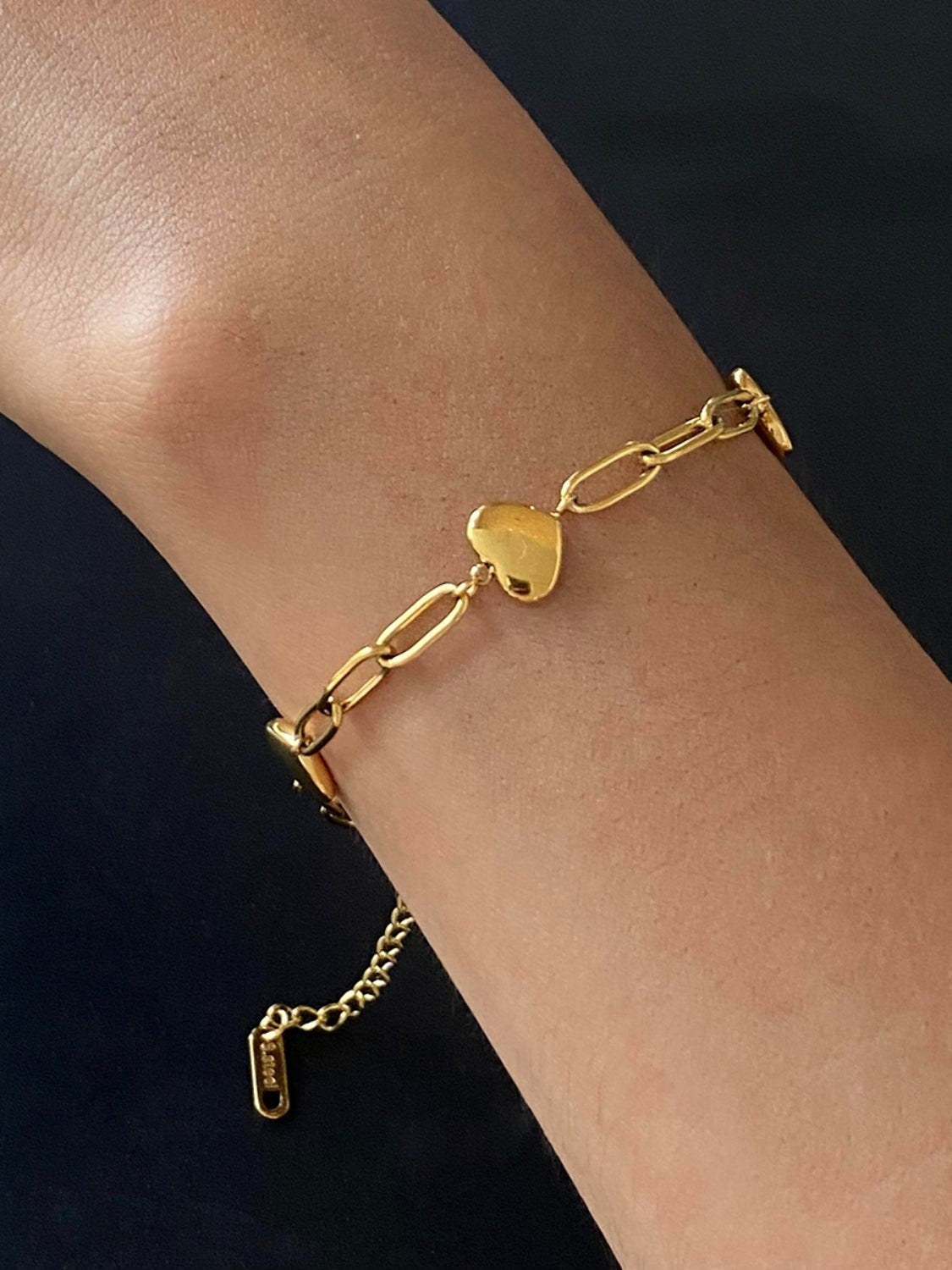 18K Gold - Plated Stainless Steel Heart Bracelet - Runway Regalia