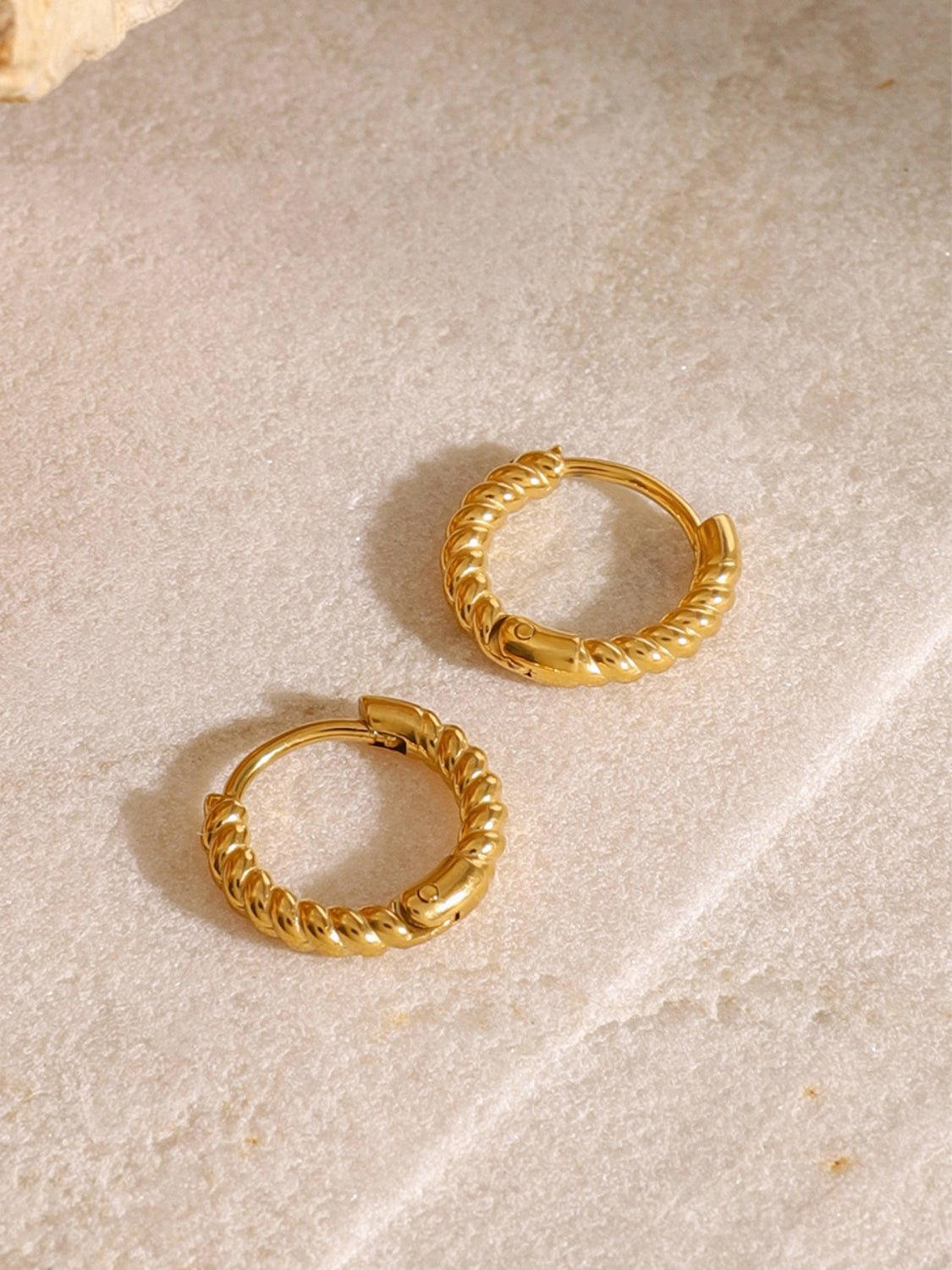 18K Gold - Plated Stainless Steel Huggie Earrings - Runway Regalia