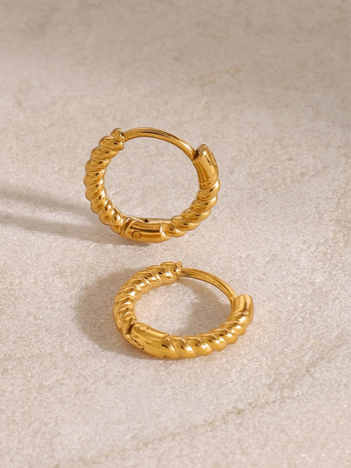 18K Gold - Plated Stainless Steel Huggie Earrings - Runway Regalia