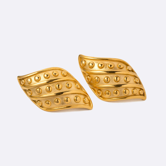 18K Gold - Plated Stainless Steel Stud Earrings - Runway Regalia