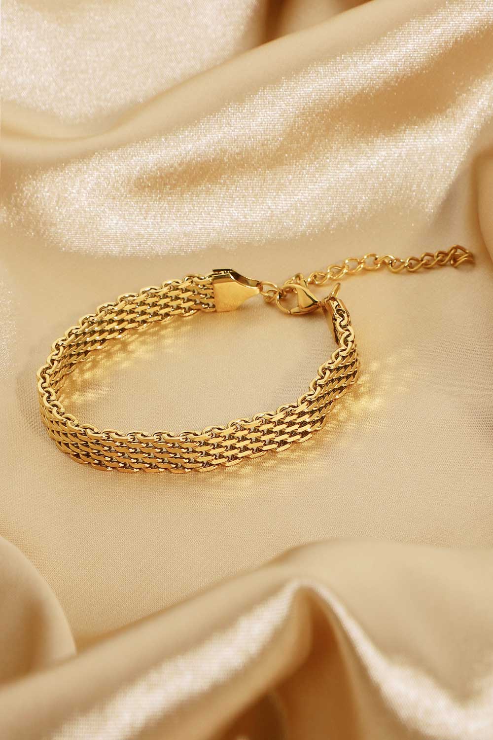 18K Gold - Plated Wide Chain Bracelet - Runway Regalia