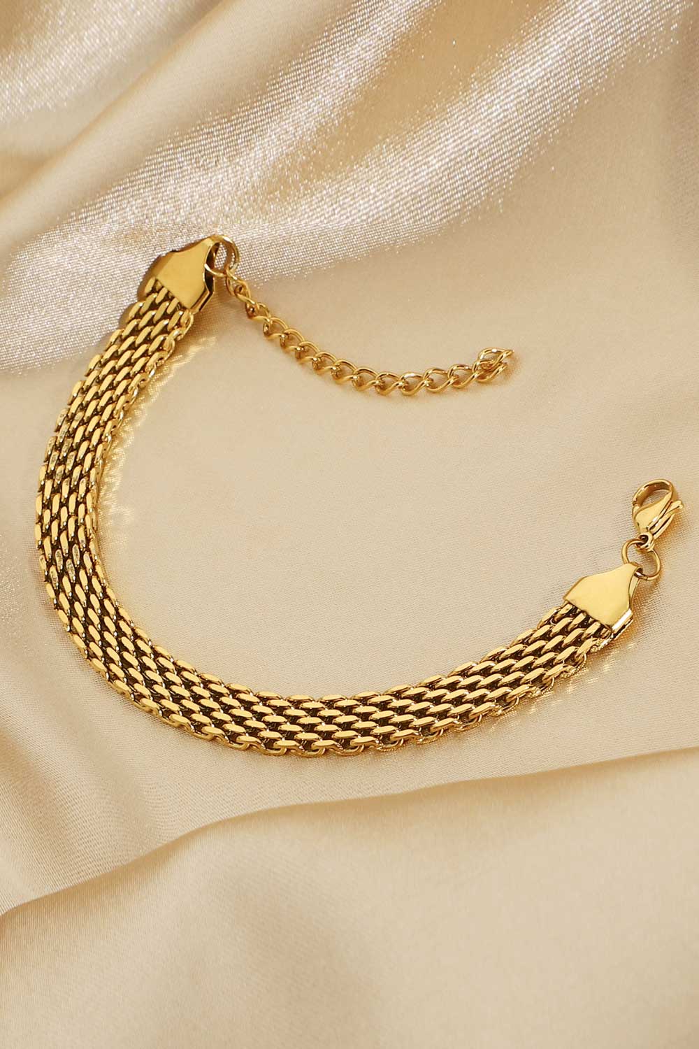 18K Gold - Plated Wide Chain Bracelet - Runway Regalia