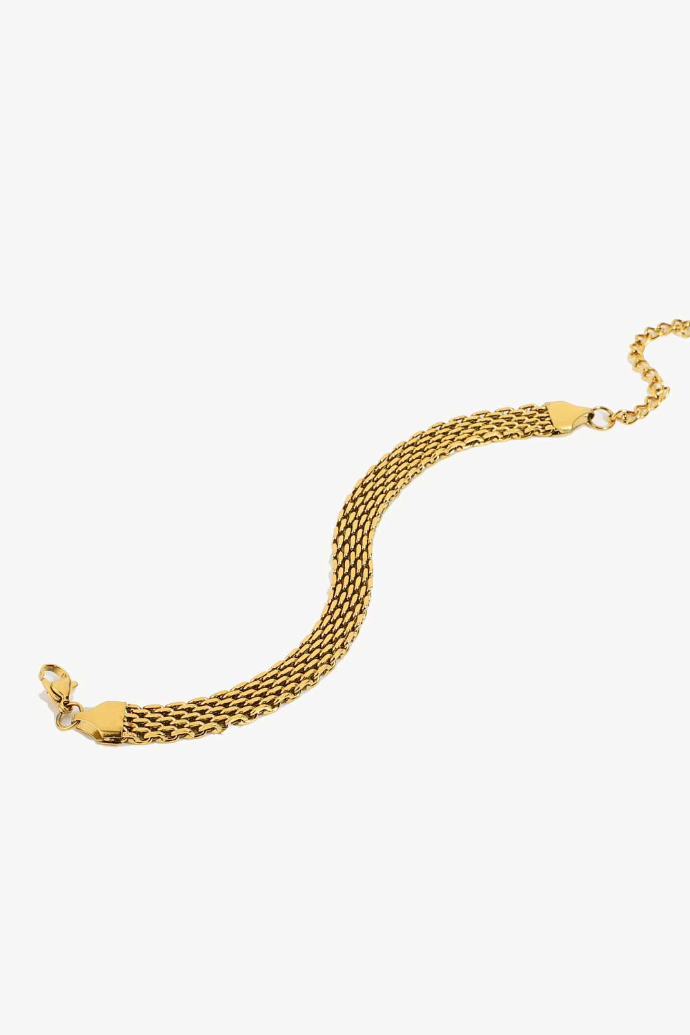 18K Gold - Plated Wide Chain Bracelet - Runway Regalia