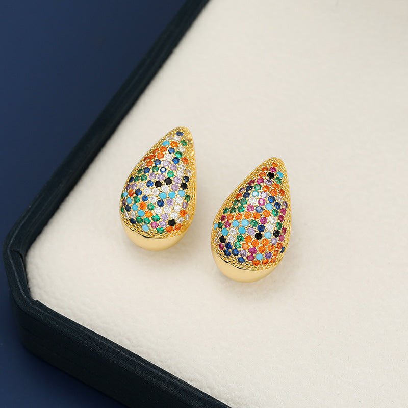 18K Gold - Plated Zircon Teardrop Earring - Runway Regalia