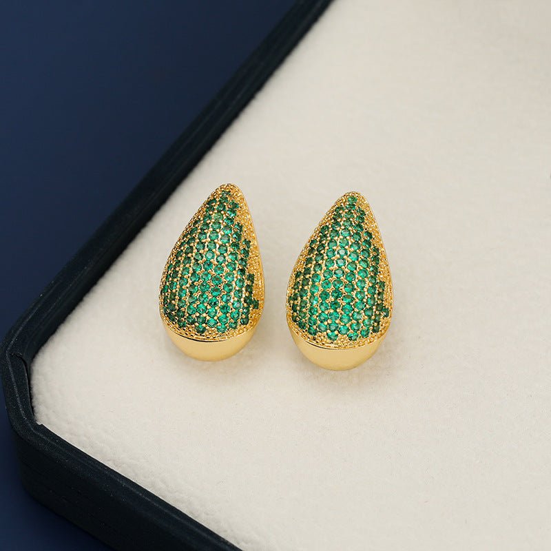 18K Gold - Plated Zircon Teardrop Earring - Runway Regalia