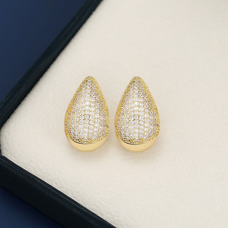 18K Gold - Plated Zircon Teardrop Earring - Runway Regalia