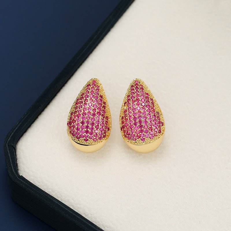 18K Gold - Plated Zircon Teardrop Earring - Runway Regalia